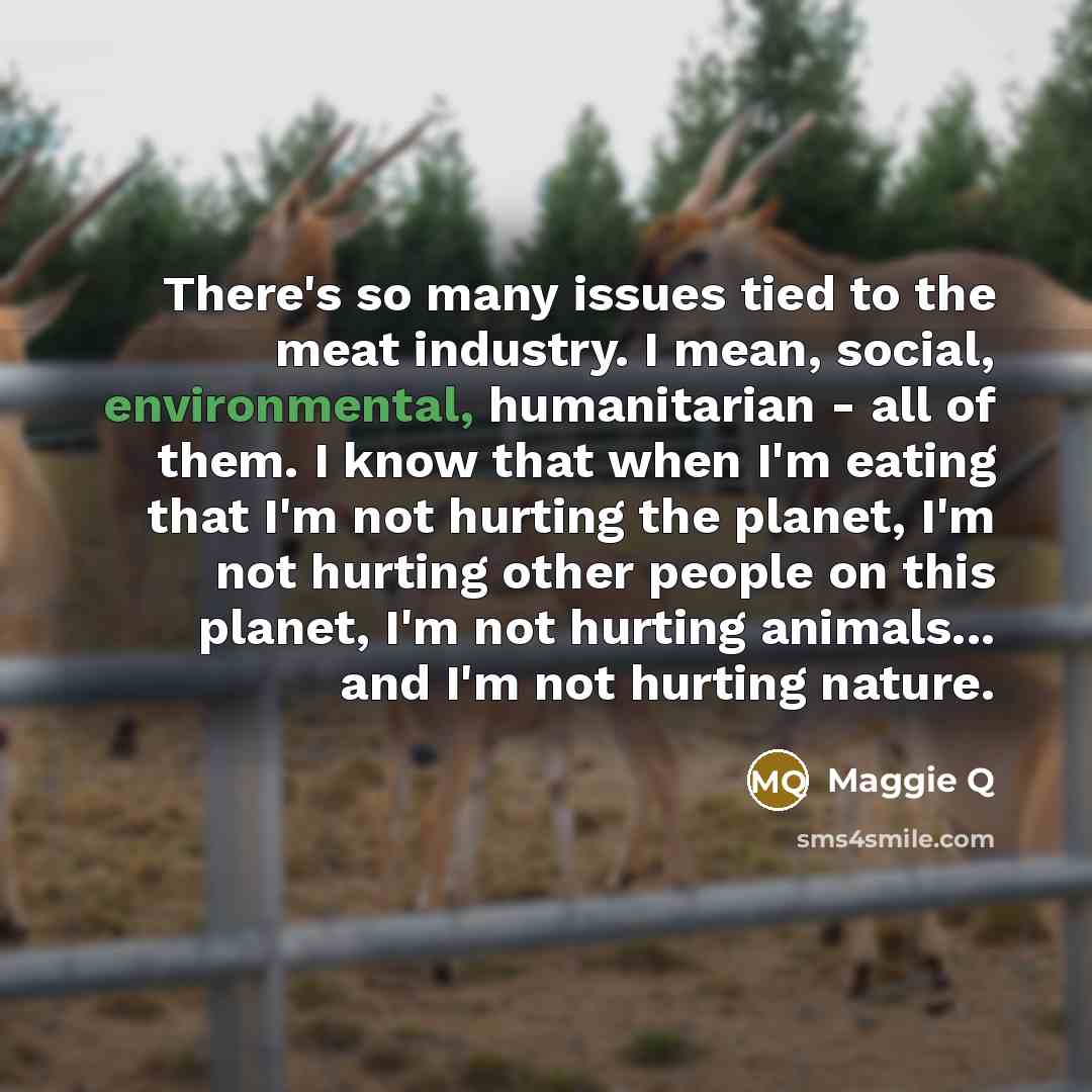 “There's so many issues tied to the meat industry. I…” quote by Maggie Q