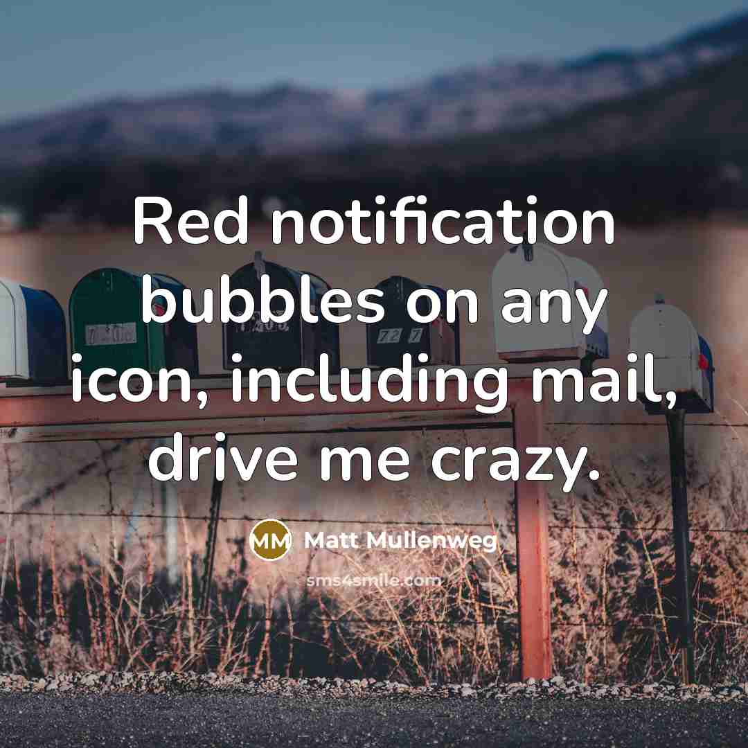 “Red notification bubbles on any icon, including mail, drive me…” quote by Matt Mullenweg