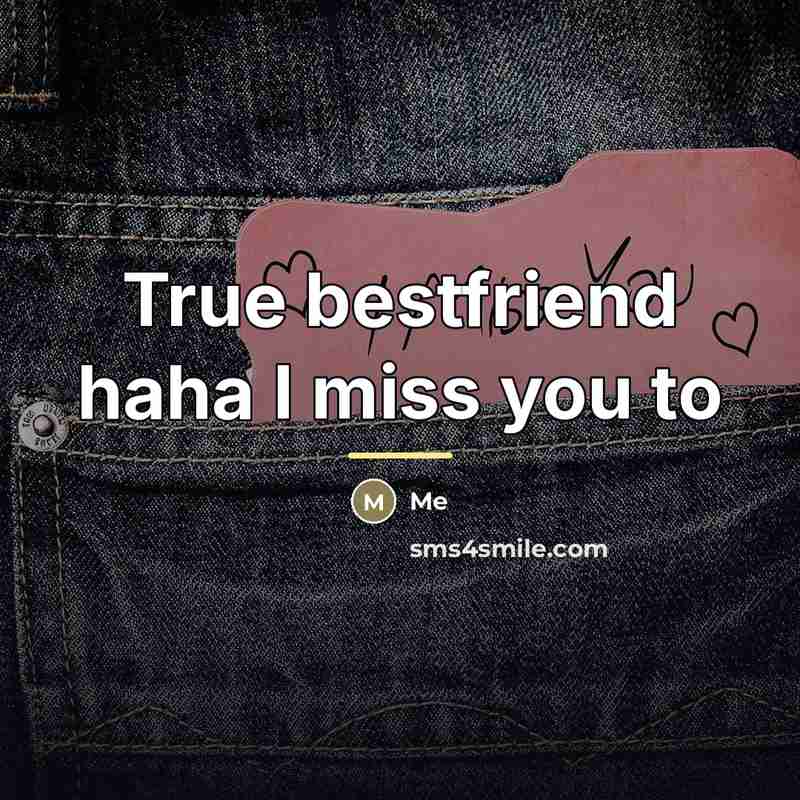 “True bestfriend haha I miss you to…” quote by Me