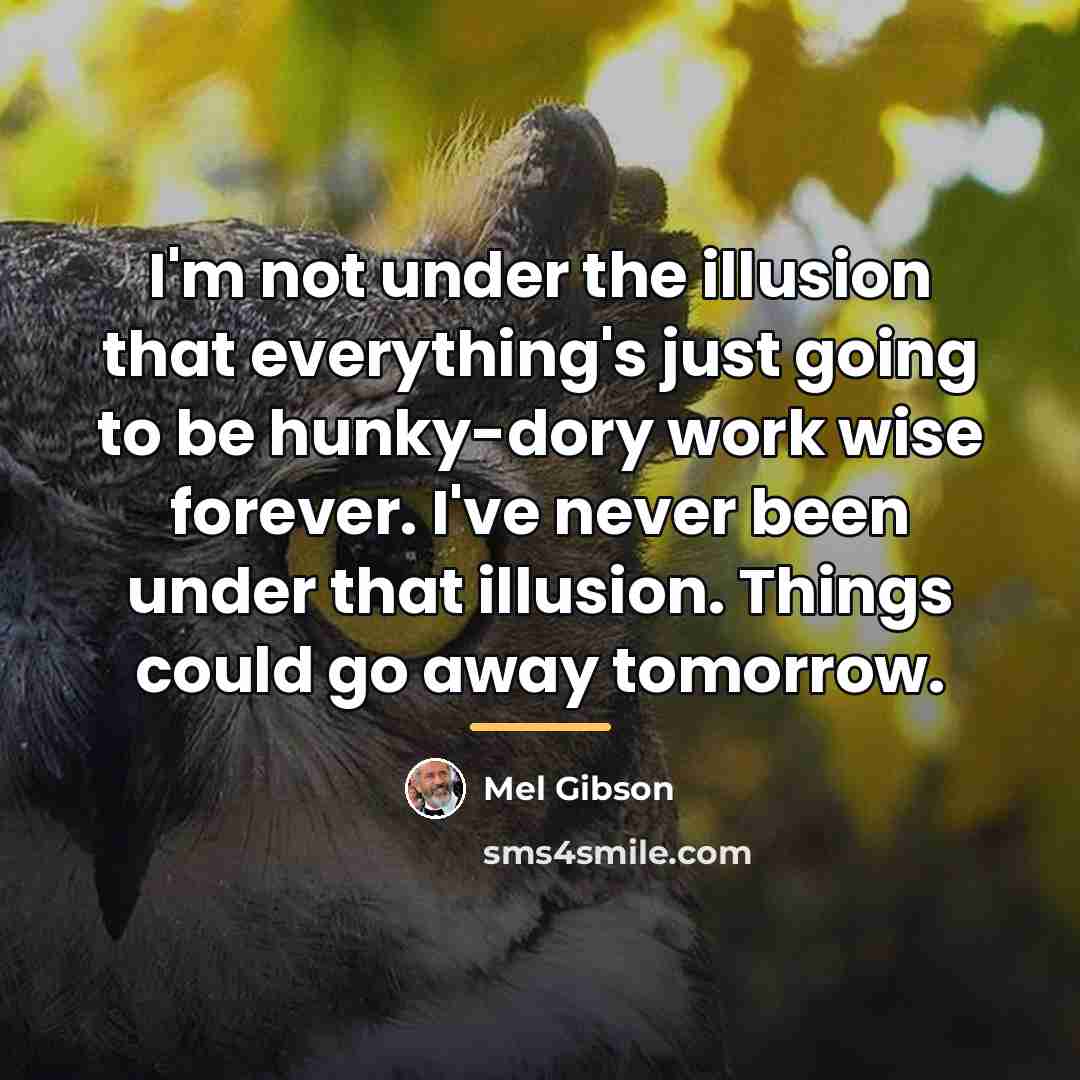 “I'm not under the illusion that everything's just going to…” quote by Mel Gibson