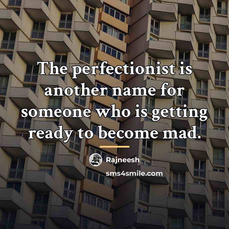 “The perfectionist is another name for someone who is getting…” quote by Rajneesh