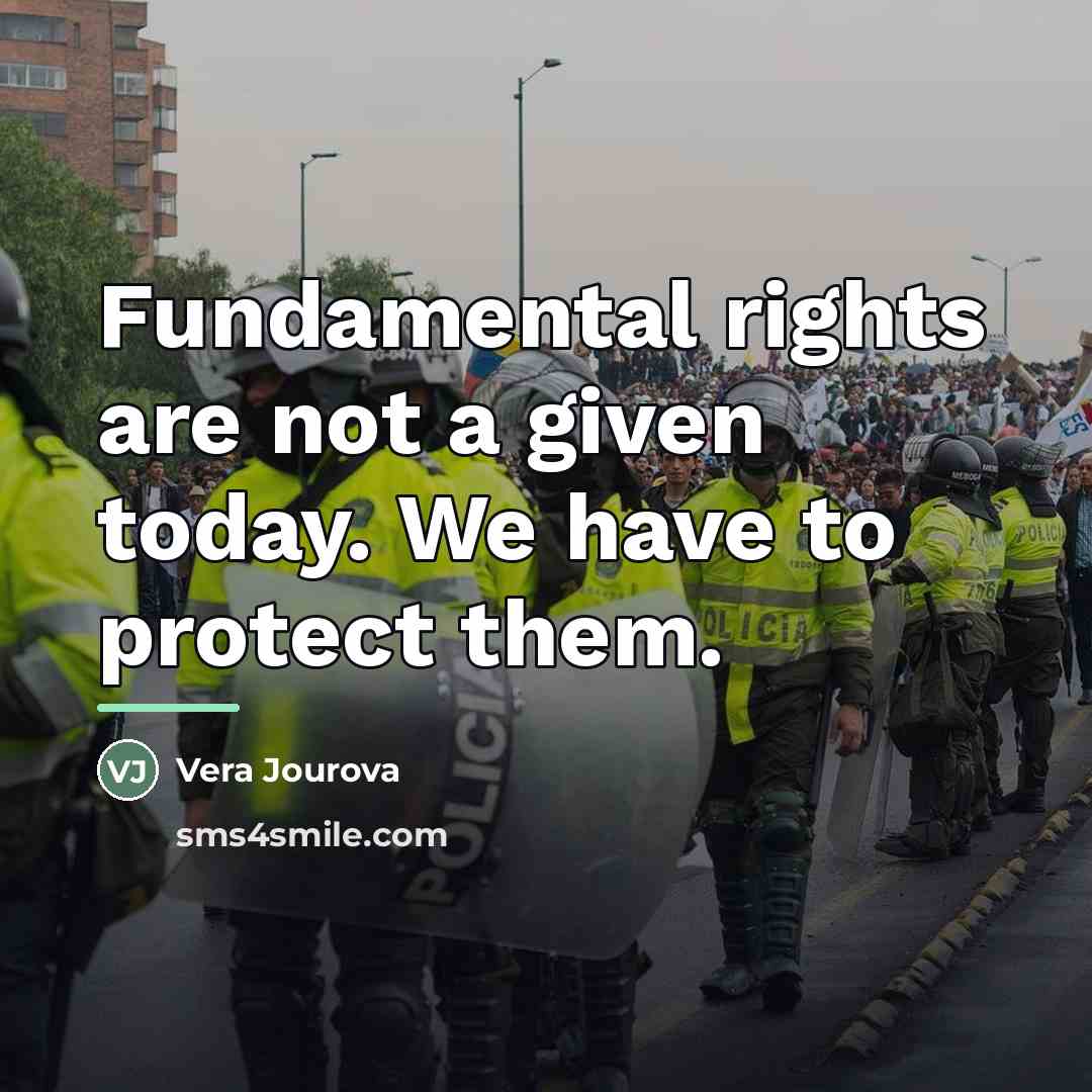 “Fundamental rights are not a given today. We have to…” quote by Vera Jourova