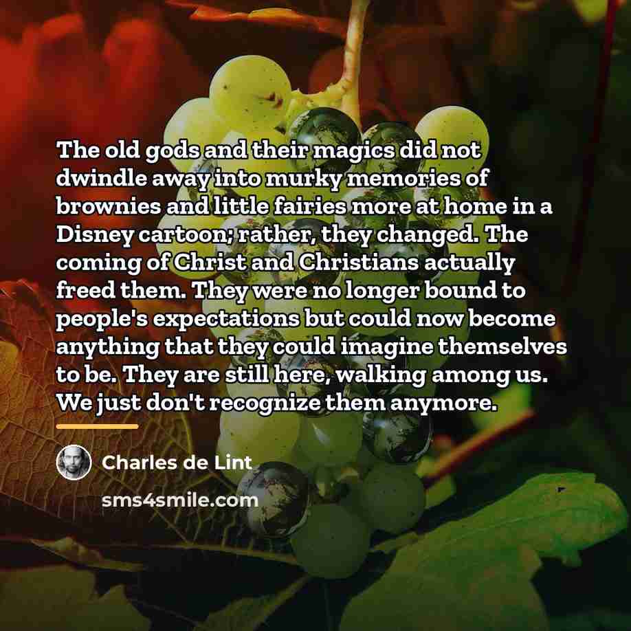 “The old gods and their magics did not dwindle away…” quote by Charles de Lint