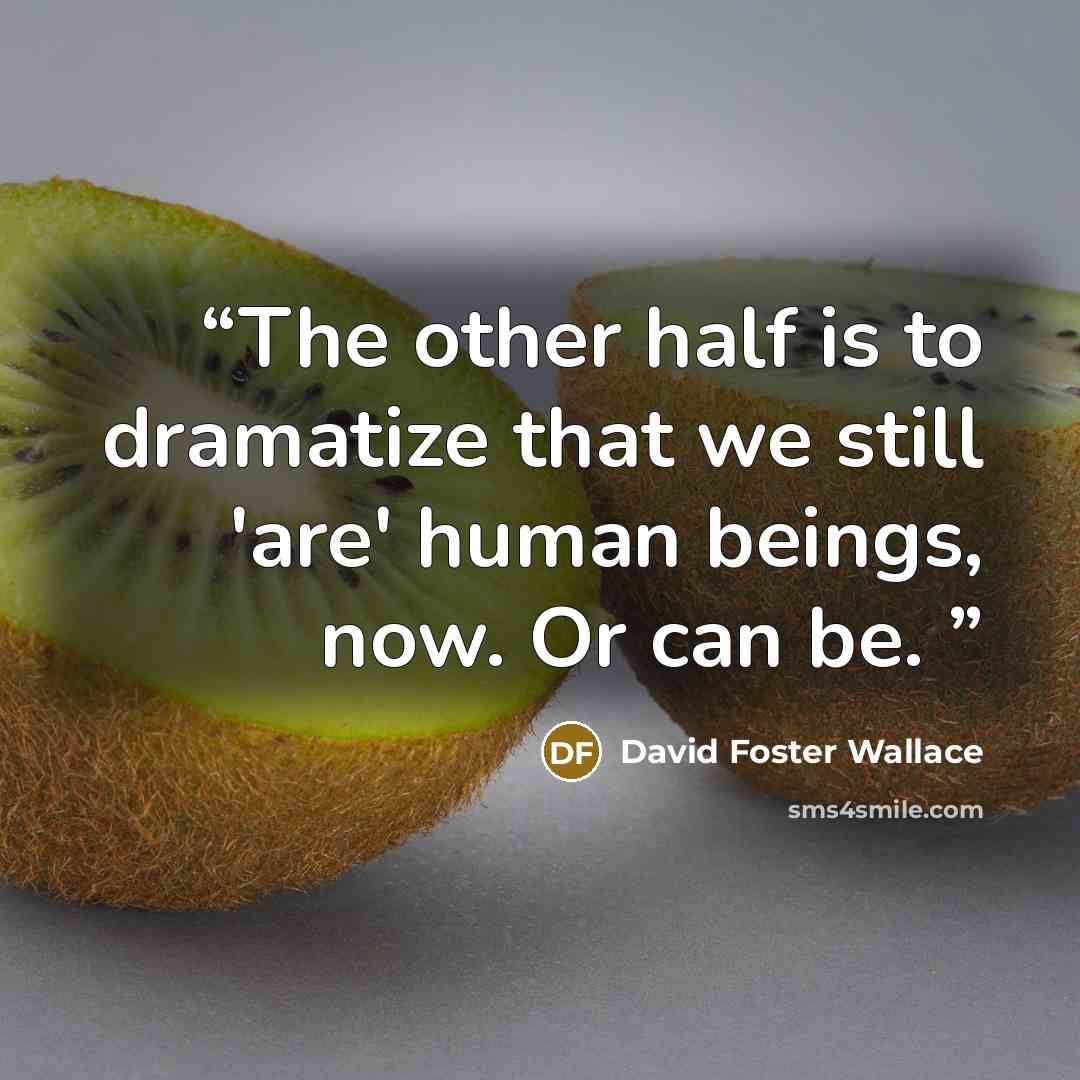 “The other half is to dramatize that we still 'are' human beings, now. Or can be.” quote by David Foster Wallace