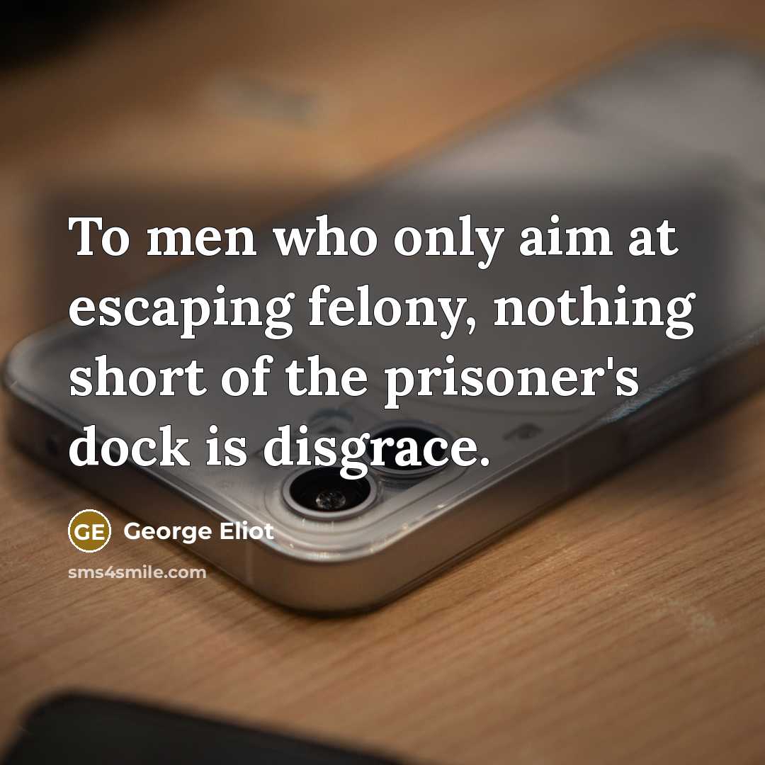 “To men who only aim at escaping felony, nothing short…” quote by George Eliot