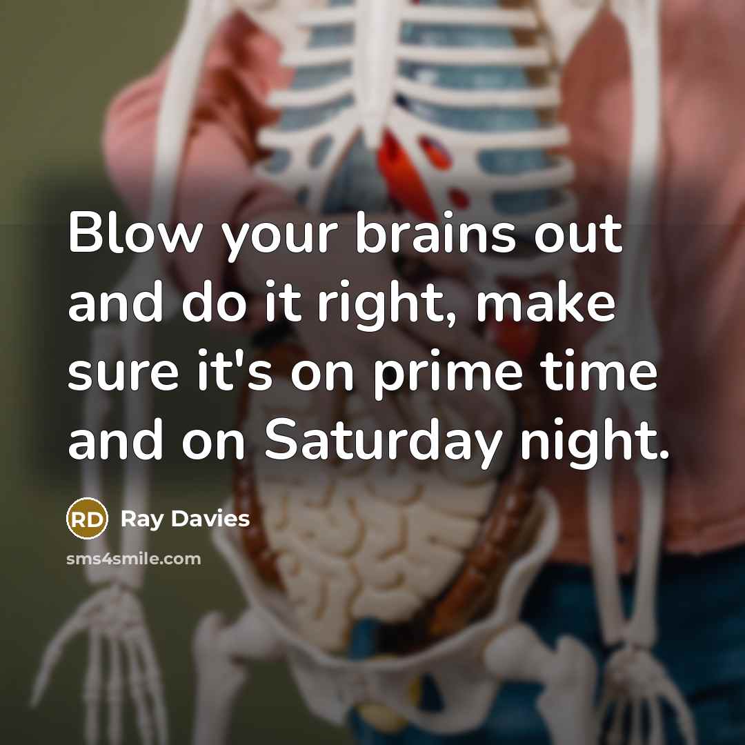 “Blow your brains out and do it right, make sure…” quote by Ray Davies