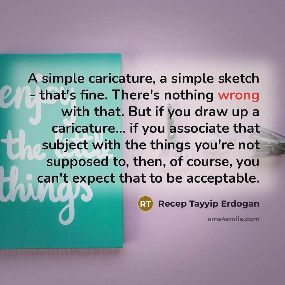 “A simple caricature, a simple sketch - that's fine. There's…” quote by Recep Tayyip Erdogan