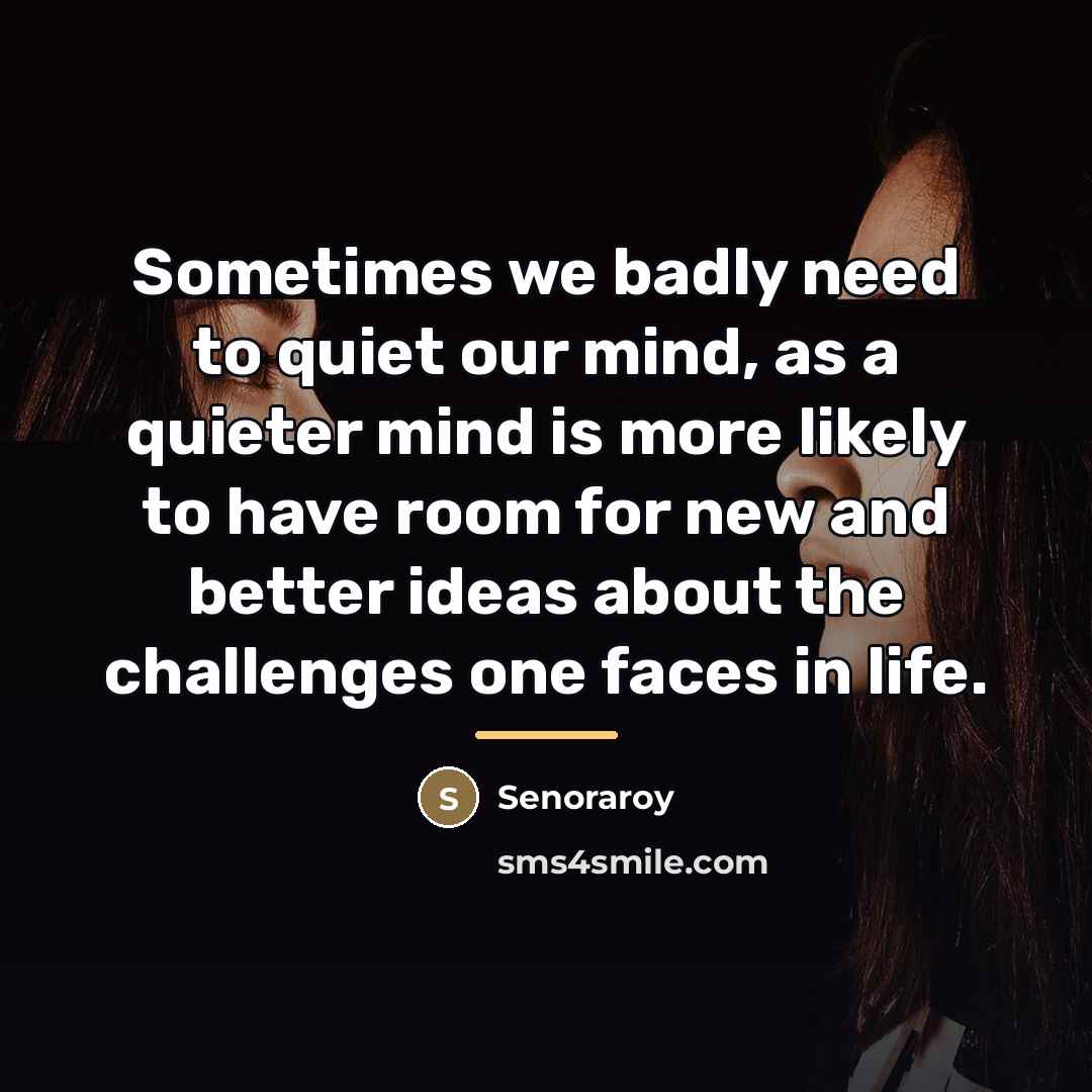 “Sometimes we badly need to quiet our mind, as a…” quote by Senoraroy
