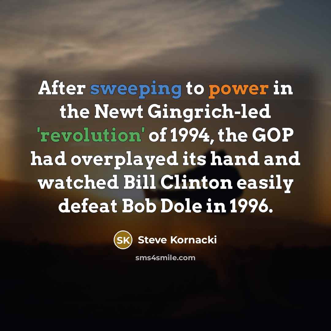 “After sweeping to power in the Newt Gingrich-led 'revolution' of…” quote by Steve Kornacki