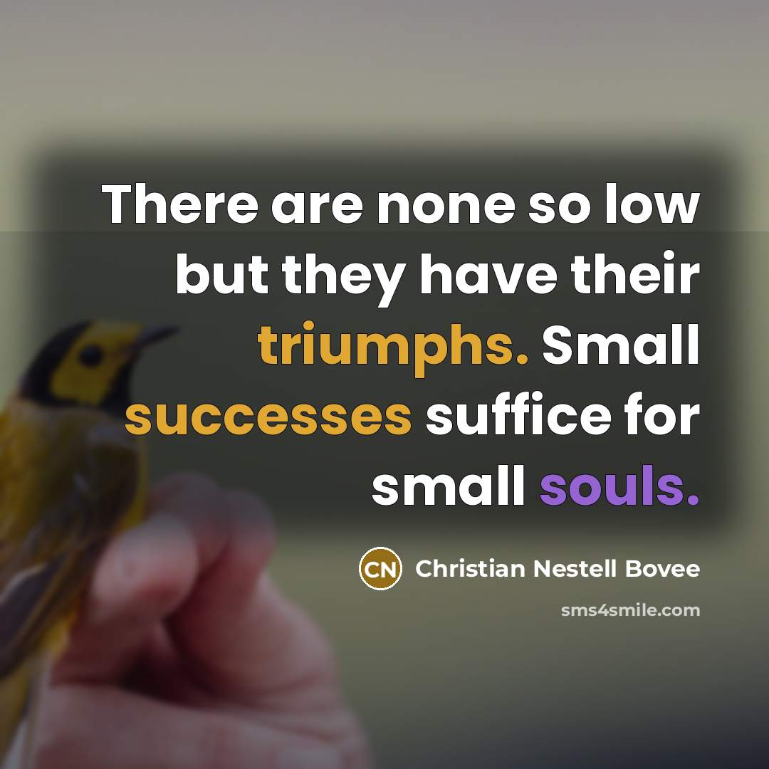 “There are none so low but they have their triumphs.…” quote by Christian Nestell Bovee