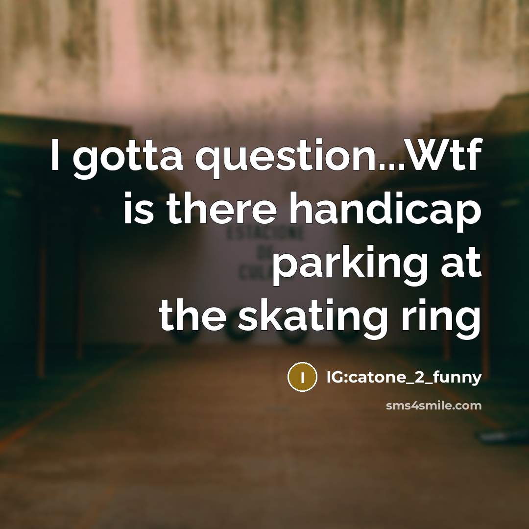 “I gotta question...Wtf is there handicap parking at the skating…” quote by IG:catone_2_funny