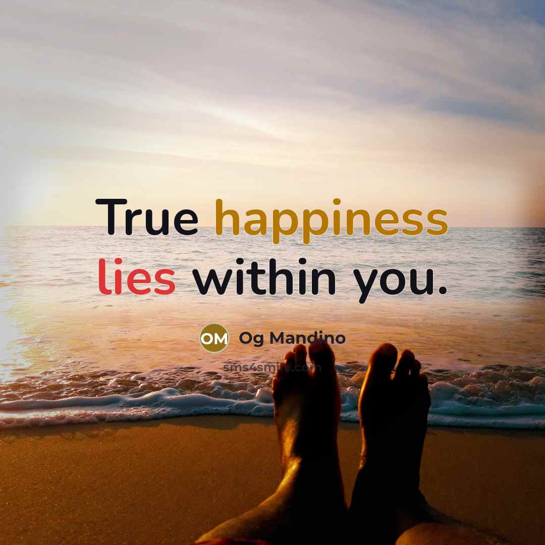 “True happiness lies within you.…” quote by Og Mandino