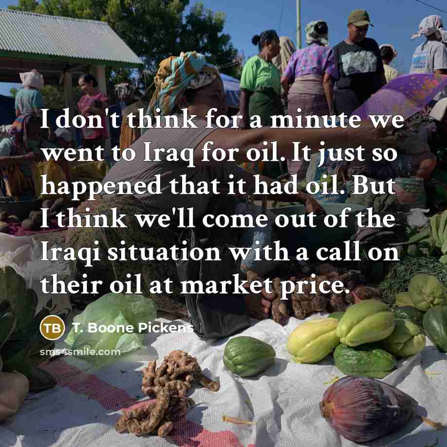 “I don't think for a minute we went to Iraq…” quote by T. Boone Pickens