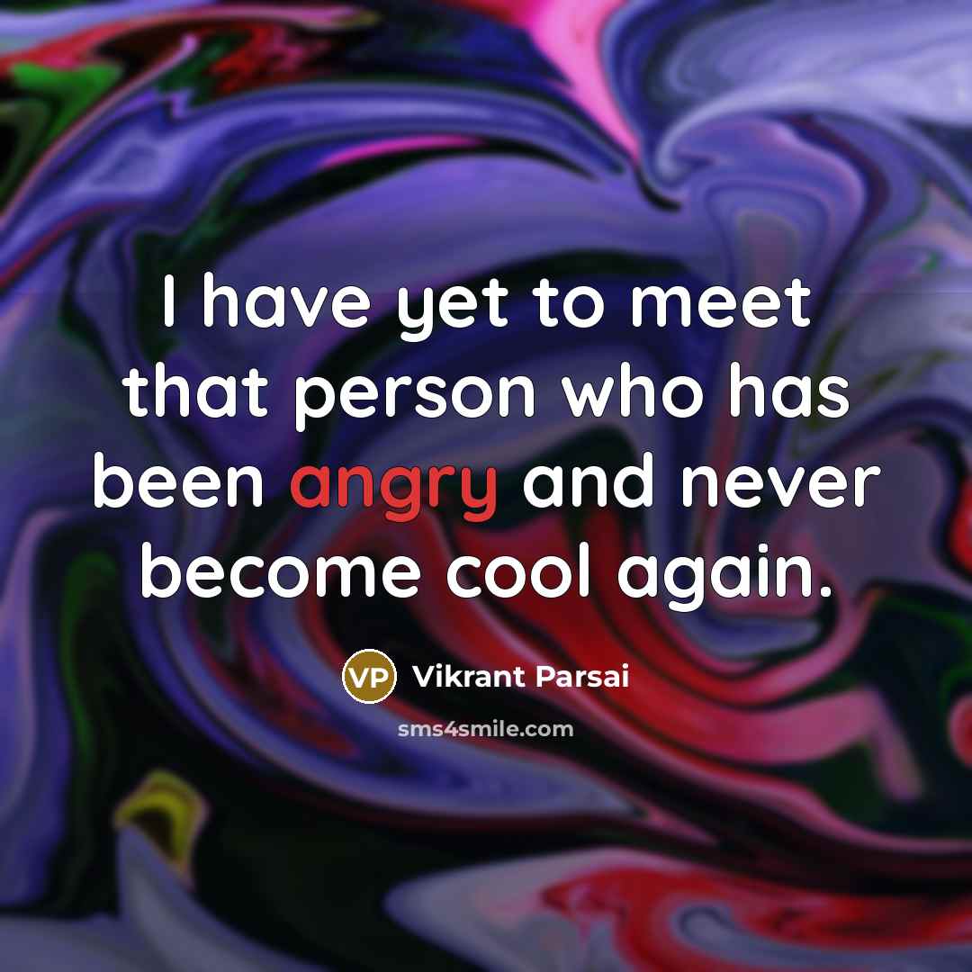 “I have yet to meet that person who has been angry and never become cool again.” quote by Vikrant Parsai