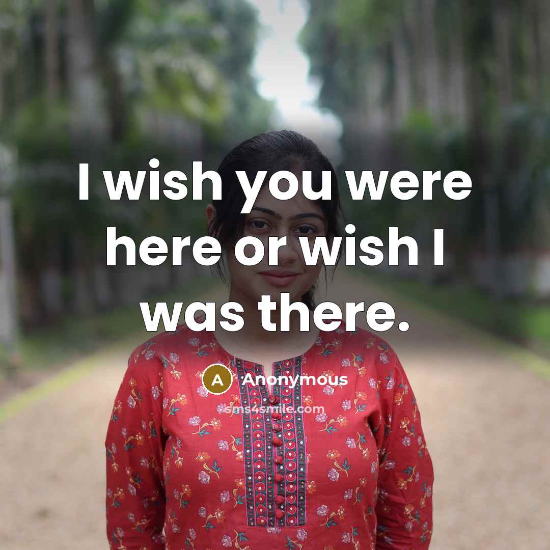 “I wish you were here or wish I was there.…” quote by Anonymous