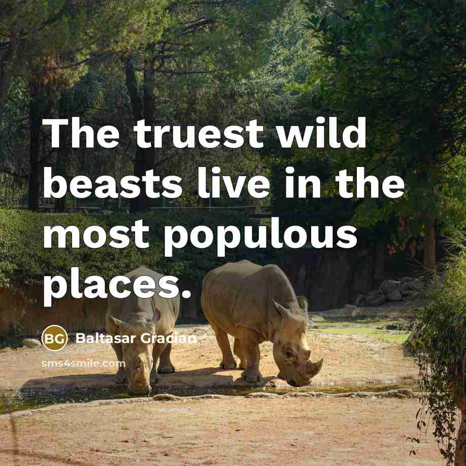 “The truest wild beasts live in the most populous places.…” quote by Baltasar Gracian