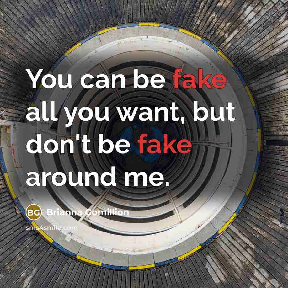 “You can be fake all you want, but don't be fake around me.” quote by Brianna Gomillion