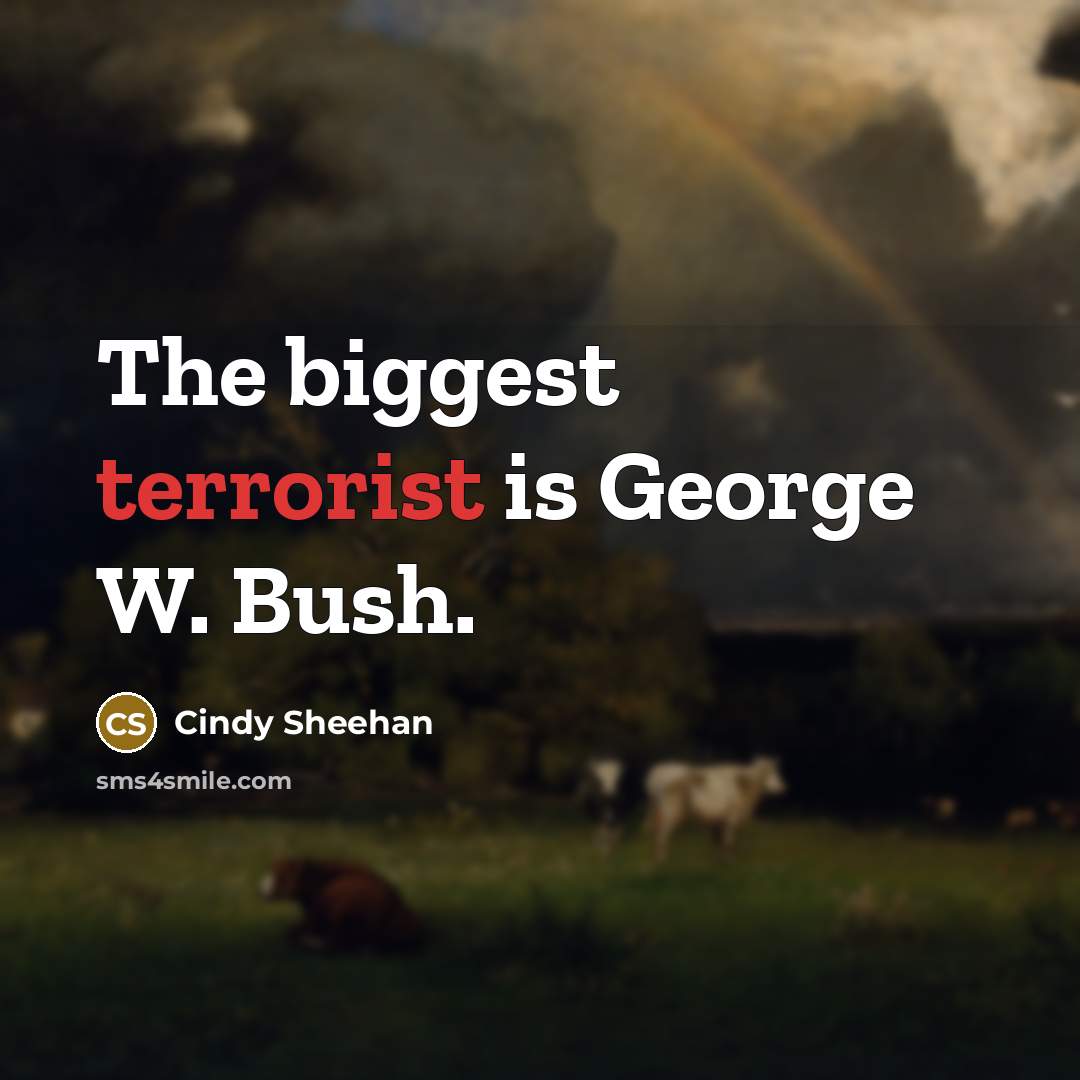 “The biggest terrorist is George W. Bush.…” quote by Cindy Sheehan