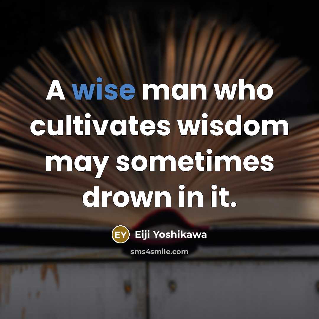 “A wise man who cultivates wisdom may sometimes drown in…” quote by Eiji Yoshikawa