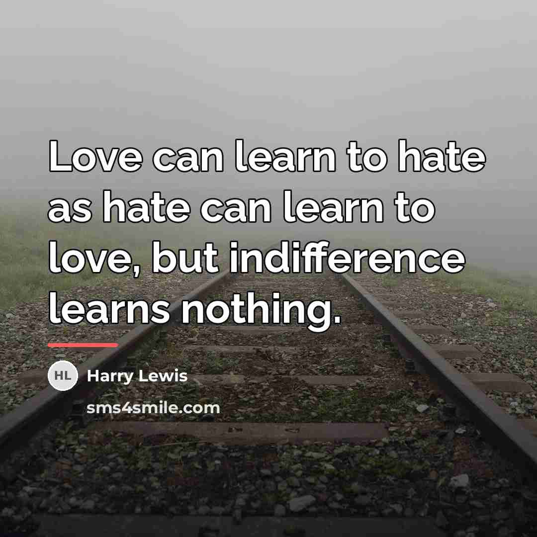 “Love can learn to hate as hate can learn to…” quote by Harry Lewis