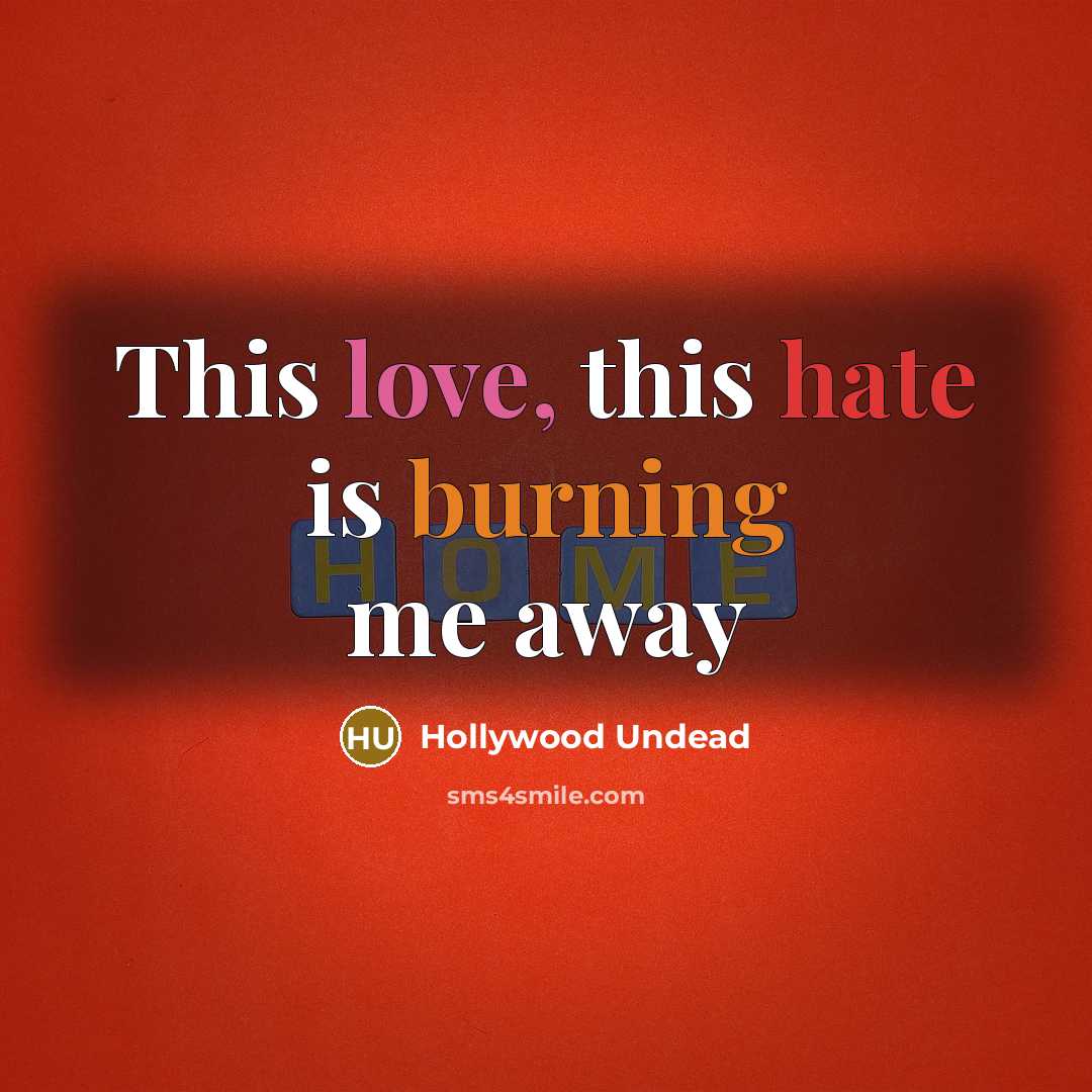 “This love, this hate is burning me away” quote by Hollywood Undead