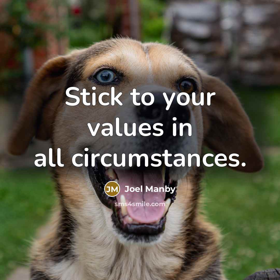 “Stick to your values in all circumstances.…” quote by Joel Manby