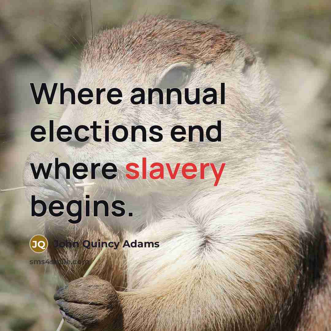 “Where annual elections end where slavery begins.” quote by John Quincy Adams
