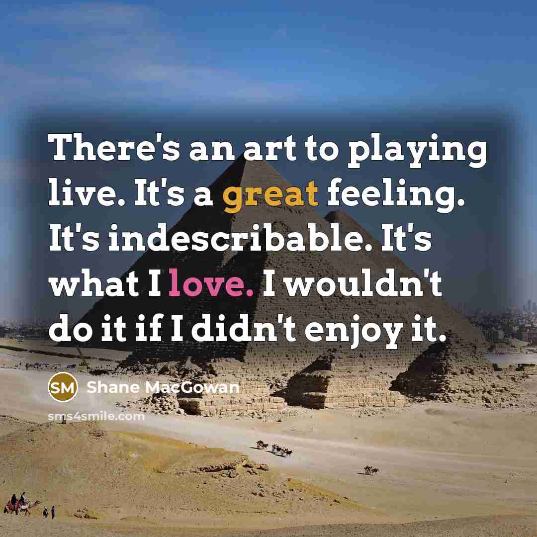 “There's an art to playing live. It's a great feeling.…” quote by Shane MacGowan