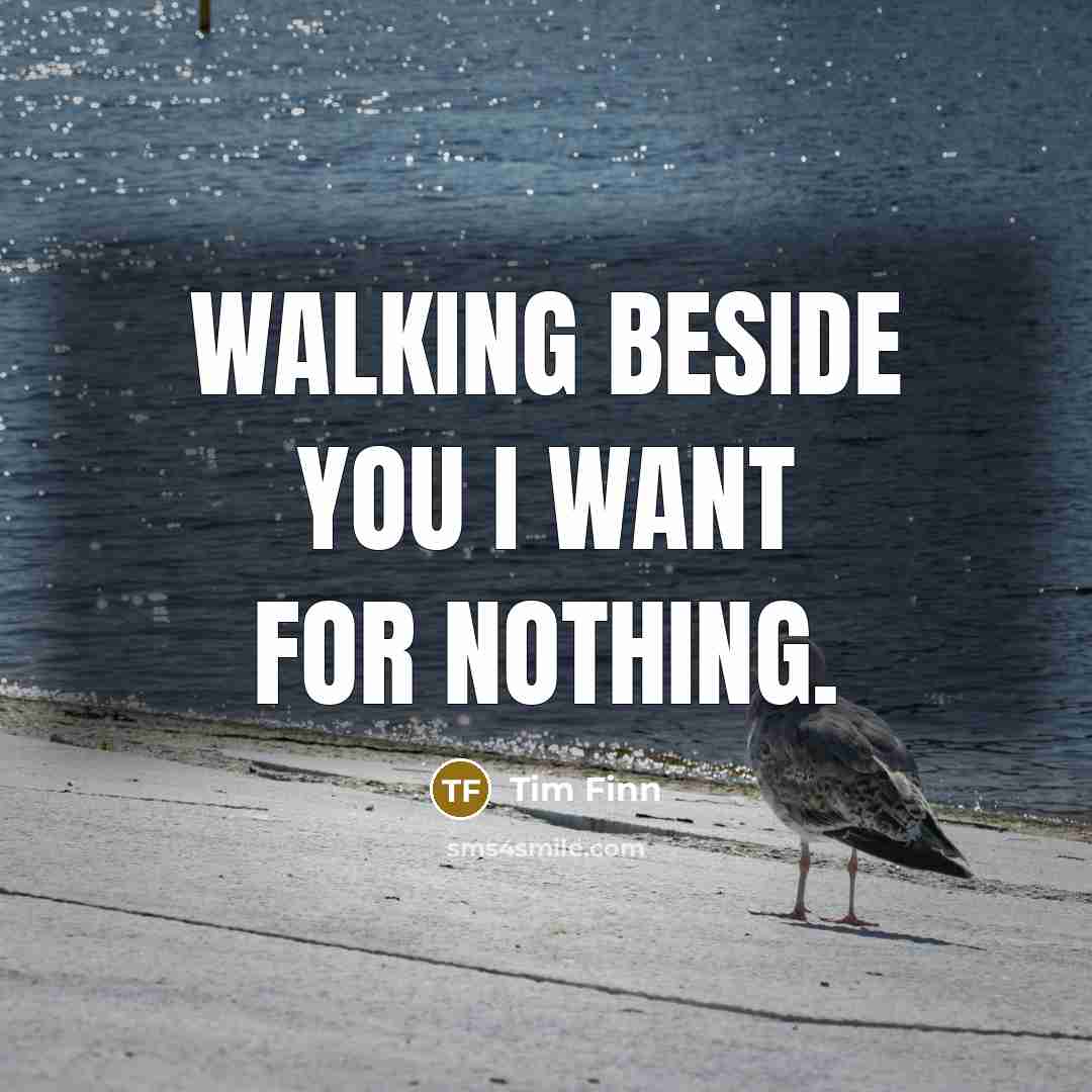 “Walking beside you I want for nothing.…” quote by Tim Finn