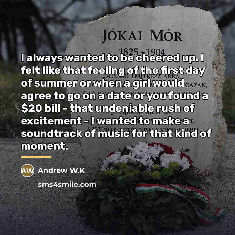 “I always wanted to be cheered up. I felt like…” quote by Andrew W.K