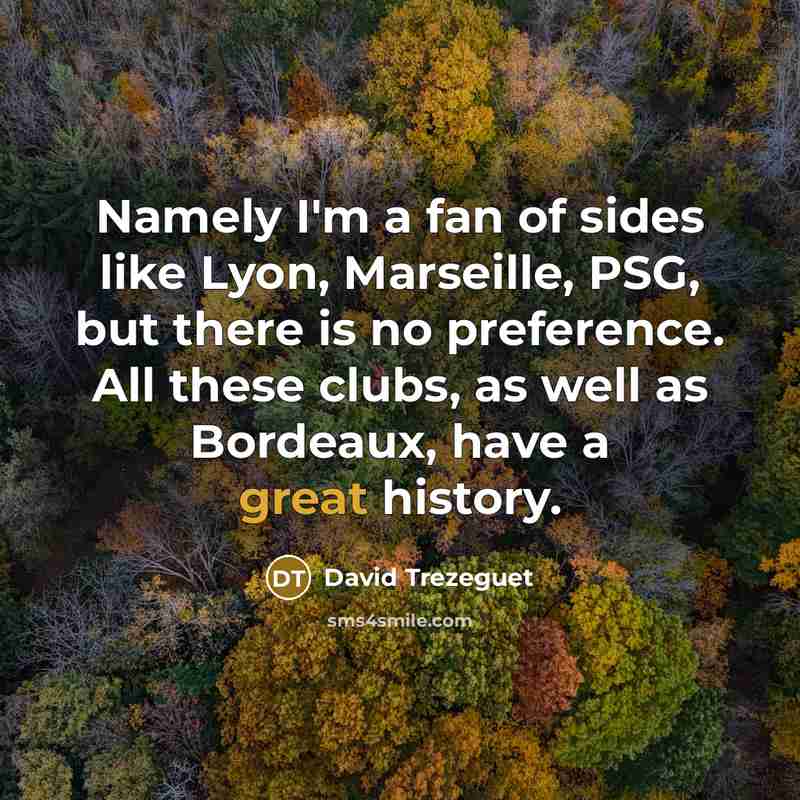“Namely I'm a fan of sides like Lyon, Marseille, PSG,…” quote by David Trezeguet