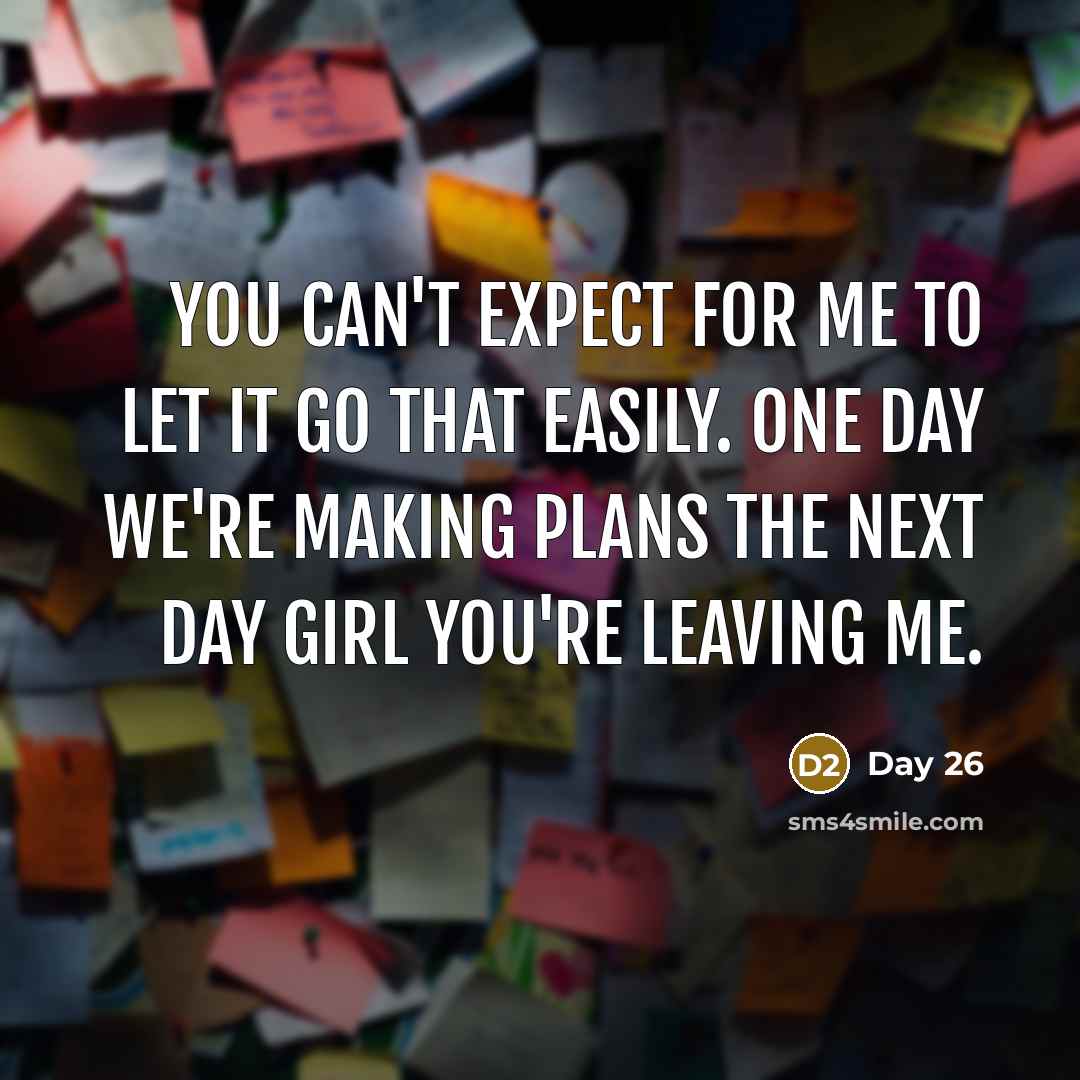 “You can't expect for me to let it go that…” quote by Day 26