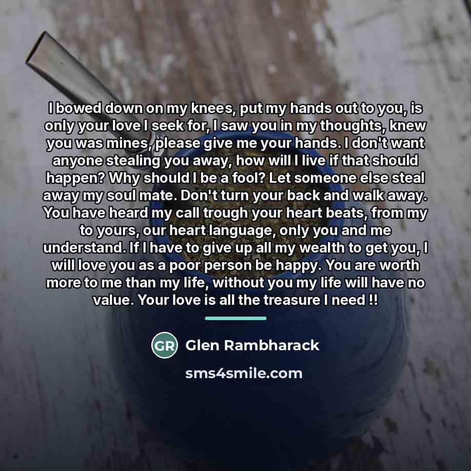 “I bowed down on my knees, put my hands out…” quote by Glen Rambharack