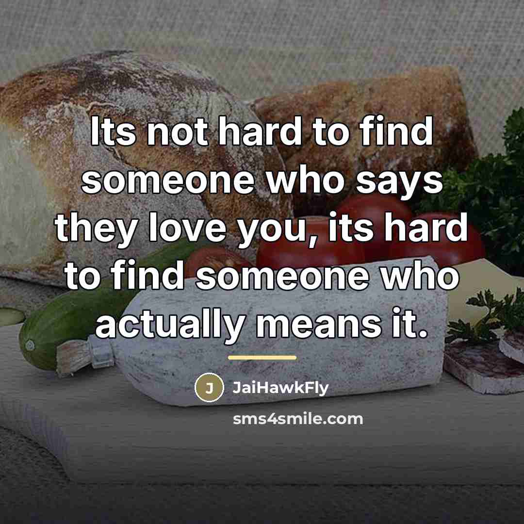 “Its not hard to find someone who says they love…” quote by JaiHawkFly