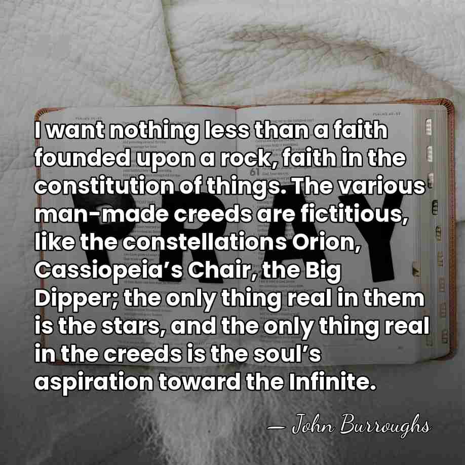 I want nothing less than a faith founded upon a rock, faith&hellip; - John Burroughs