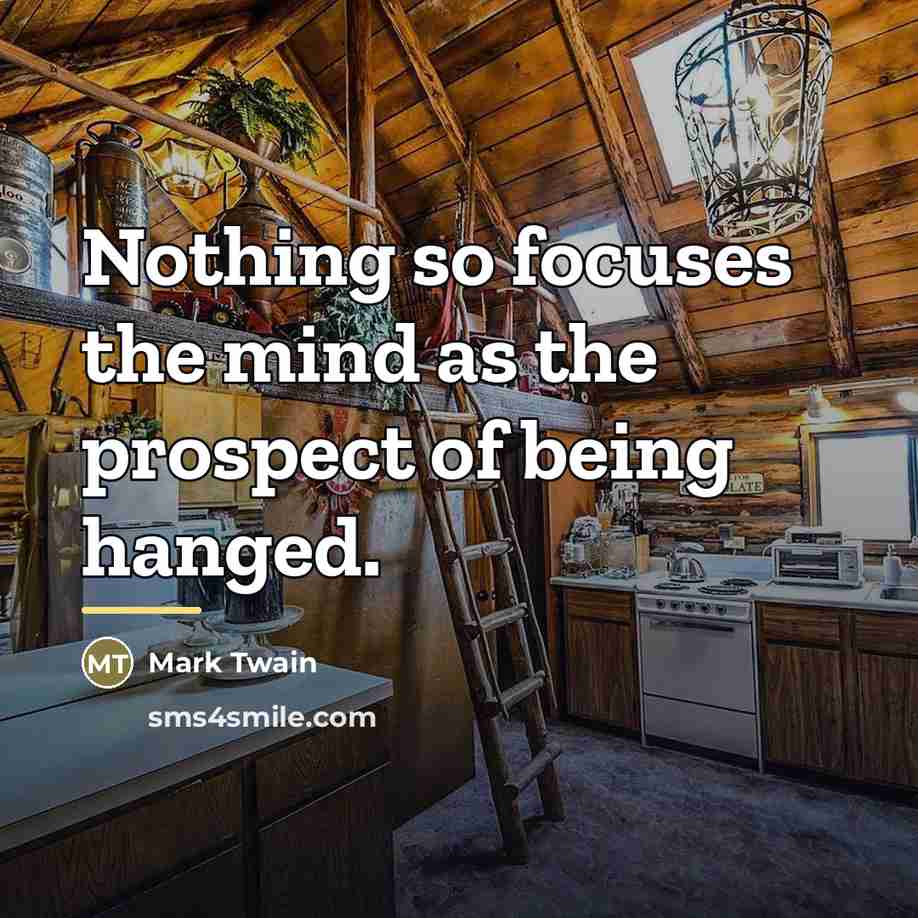 “Nothing so focuses the mind as the prospect of being…” quote by Mark Twain