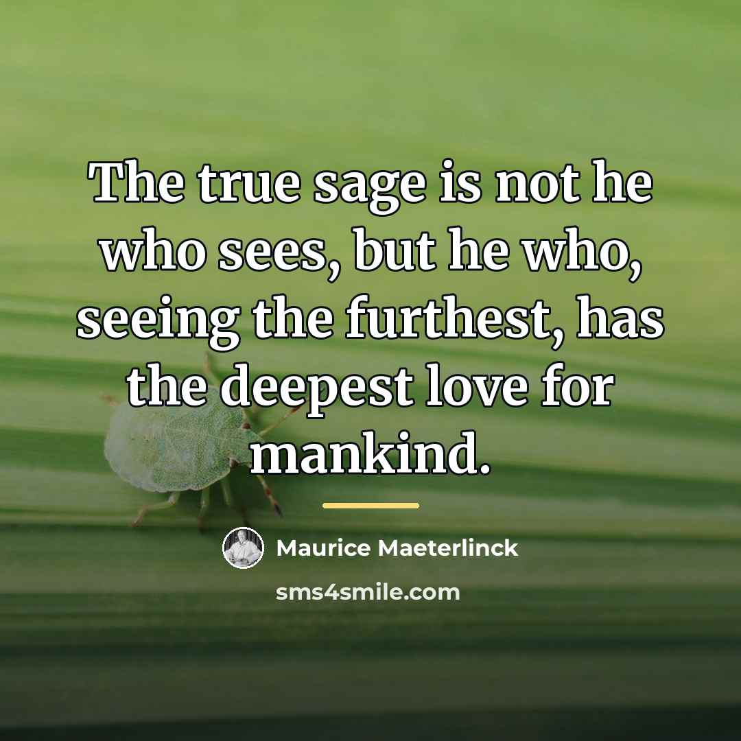 “The true sage is not he who sees, but he…” quote by Maurice Maeterlinck