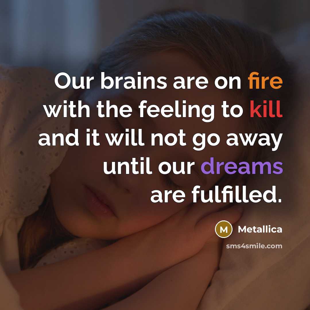 “Our brains are on fire with the feeling to kill…” quote by Metallica