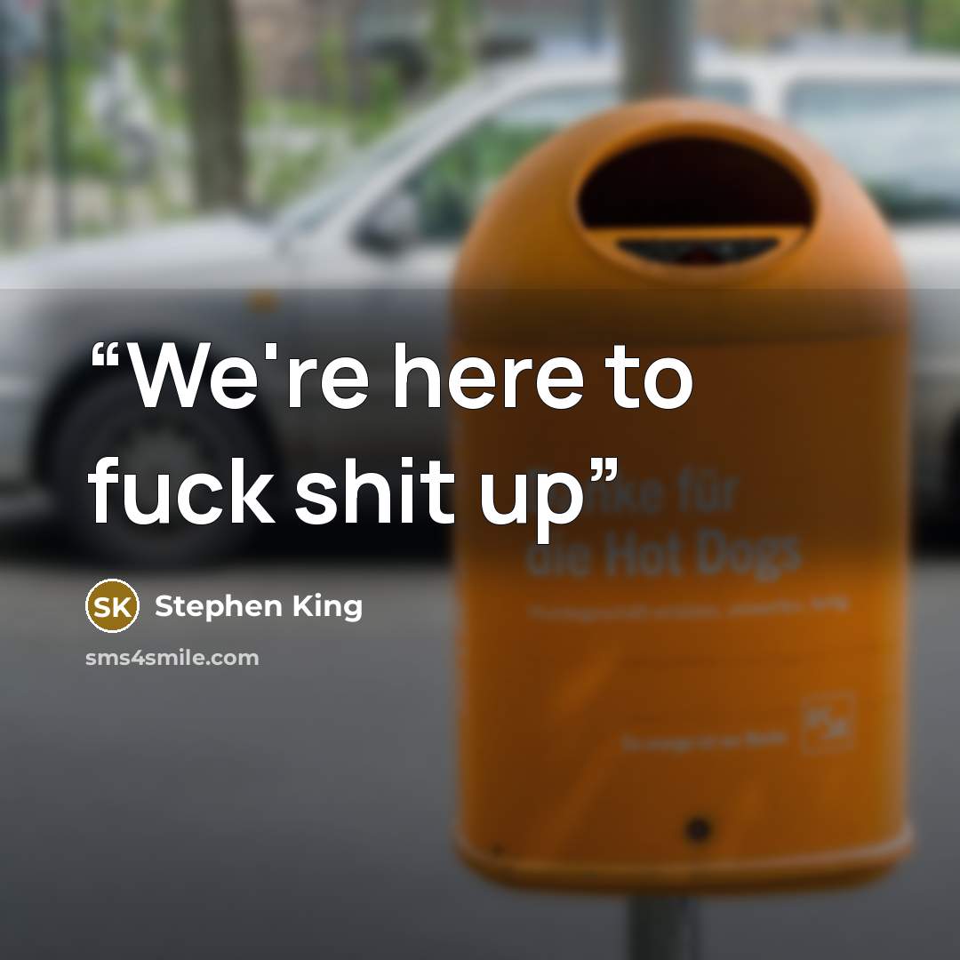 “We're here to fuck shit up” quote by Stephen King