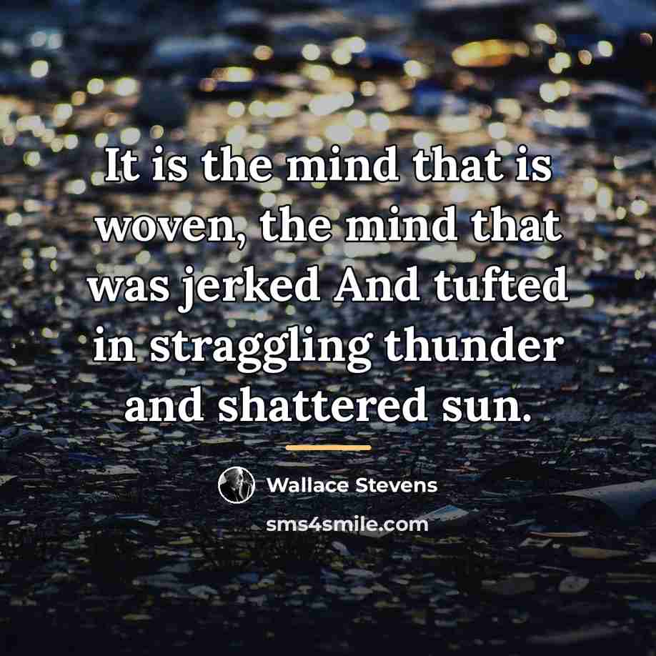 “It is the mind that is woven, the mind that…” quote by Wallace Stevens