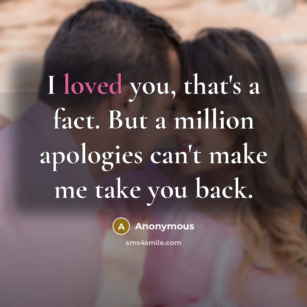 “I loved you, that's a fact. But a million apologies…” quote by Anonymous