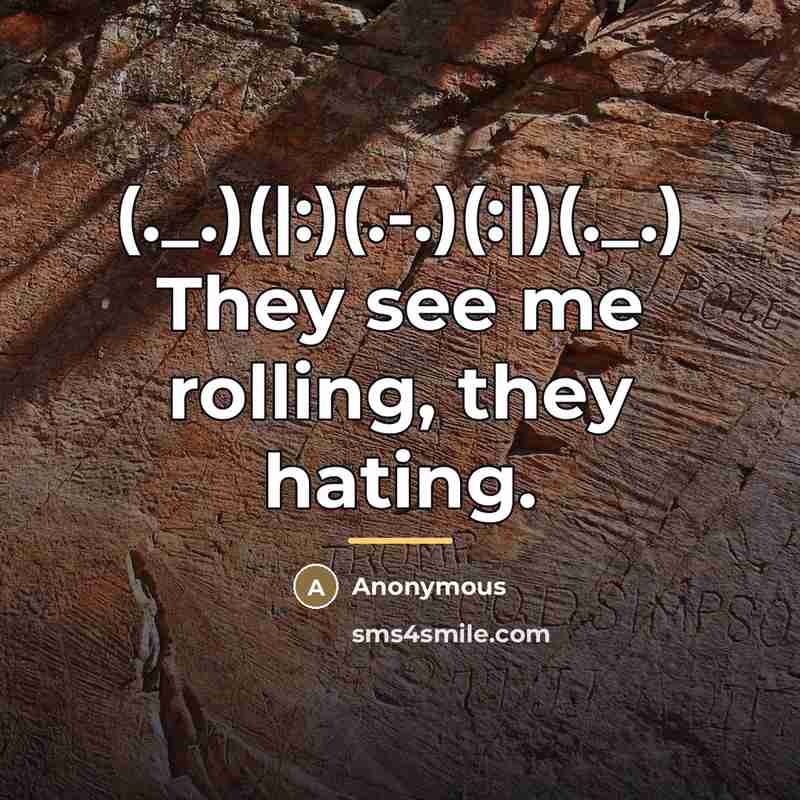 “(._.)(|:)(.-.)(:|)(._.) They see me rolling, they hating.…” quote by Anonymous