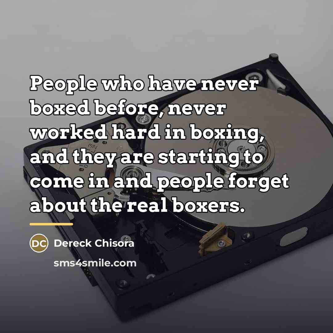 “People who have never boxed before, never worked hard in…” quote by Dereck Chisora