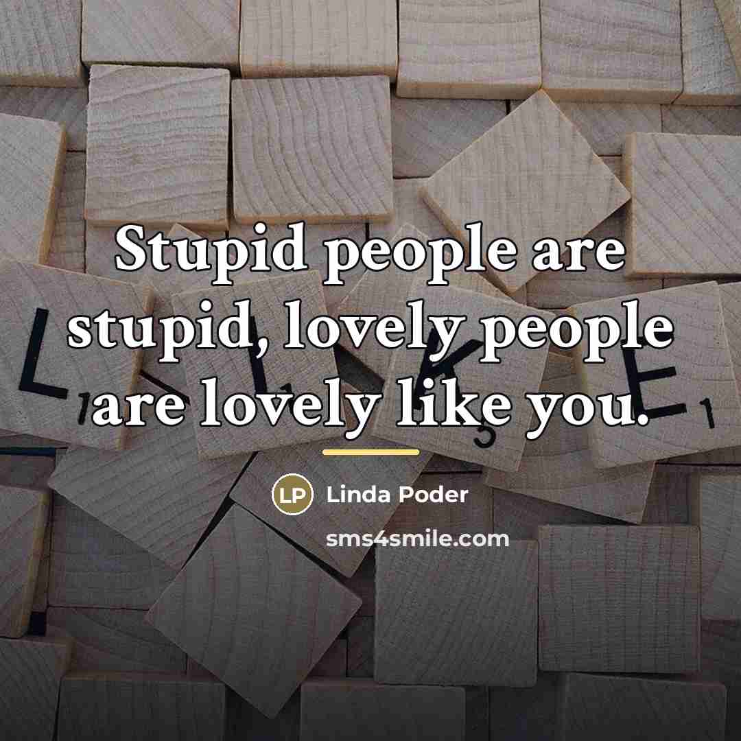 “Stupid people are stupid, lovely people are lovely like you.…” quote by Linda Poder