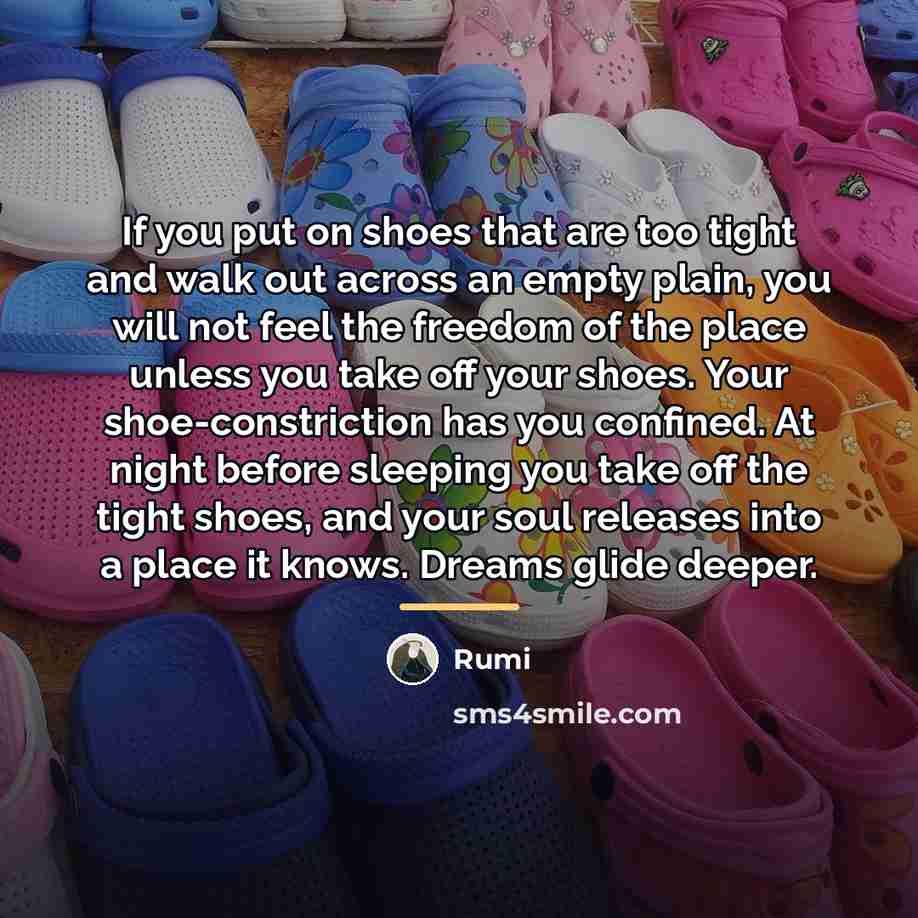 “If you put on shoes that are too tight and…” quote by Rumi