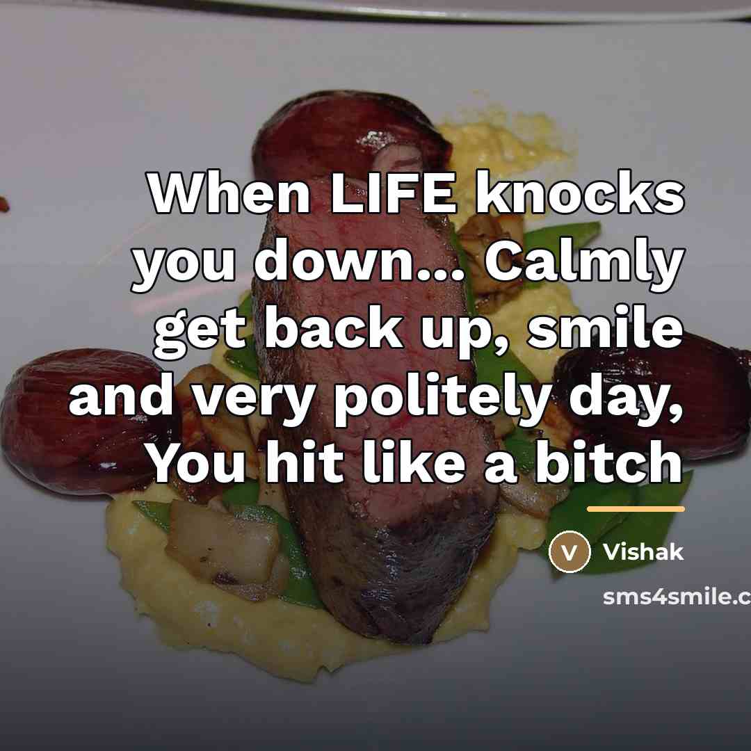 “When LIFE knocks you down... Calmly get back up, smile…” quote by Vishak