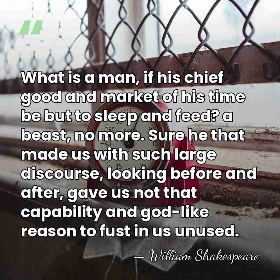 What is a man, if his chief good and market of his&hellip; - William Shakespeare