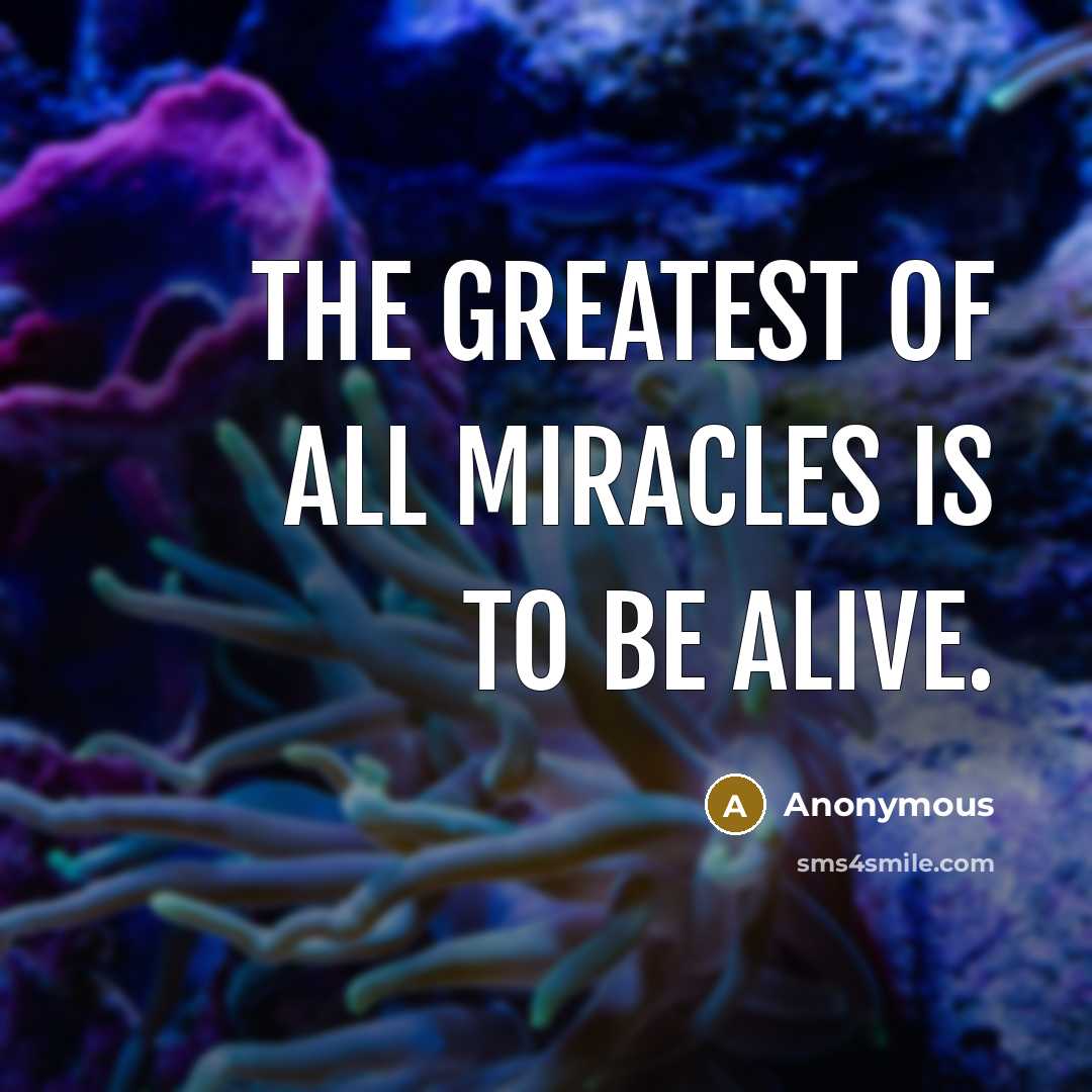 “The greatest of all miracles is to be alive.…” quote by Anonymous