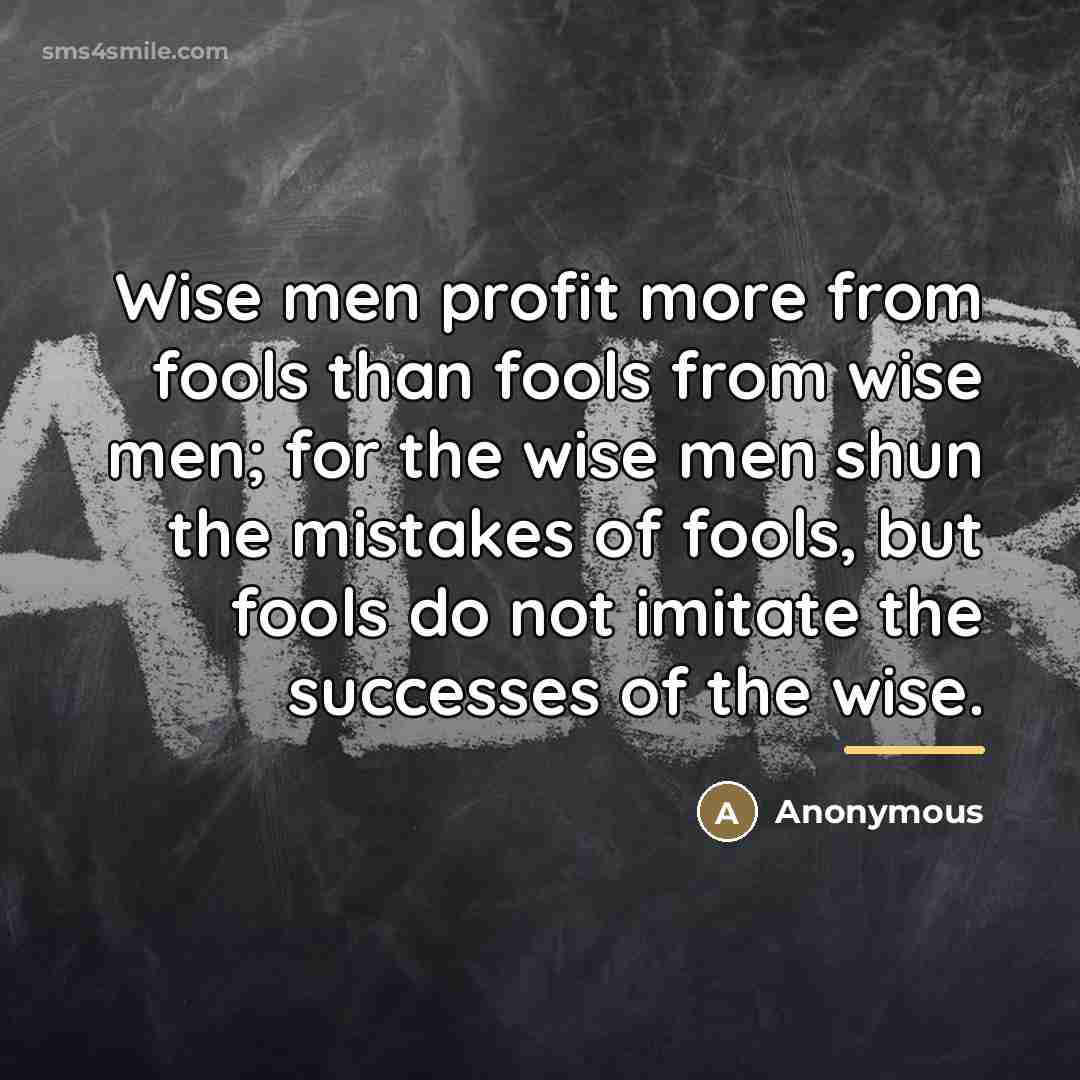 “Wise men profit more from fools than fools from wise…” quote by Anonymous