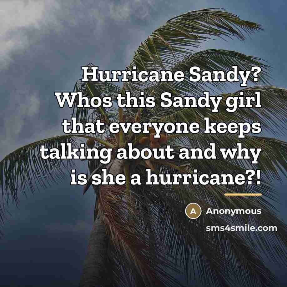 “Hurricane Sandy? Whos this Sandy girl that everyone keeps talking…” quote by Anonymous